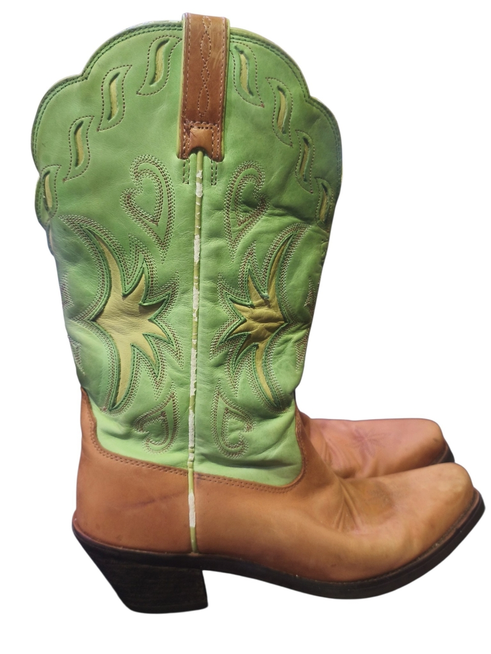 Ariat Two-Tone Green and Tan Women's Western Heeled Boots